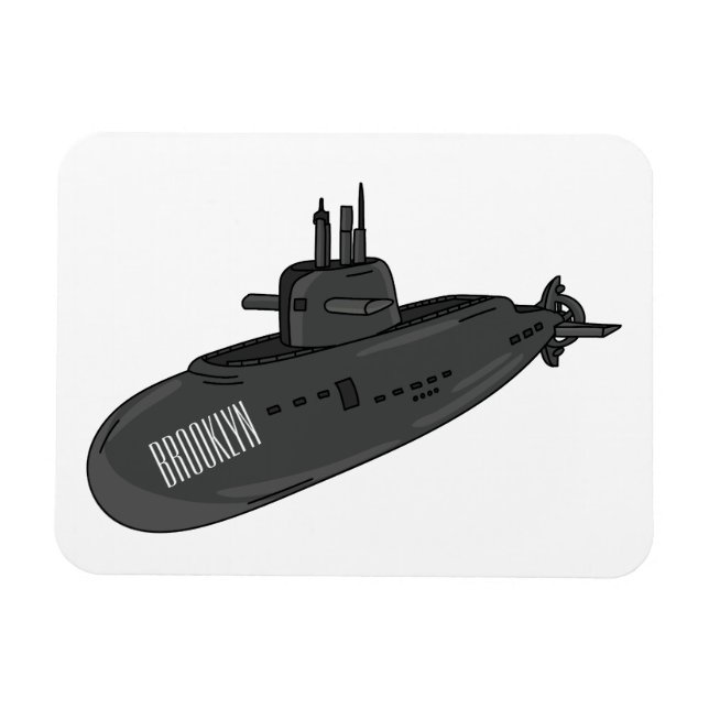 Submarine cartoon illustration magnet (Horizontal)