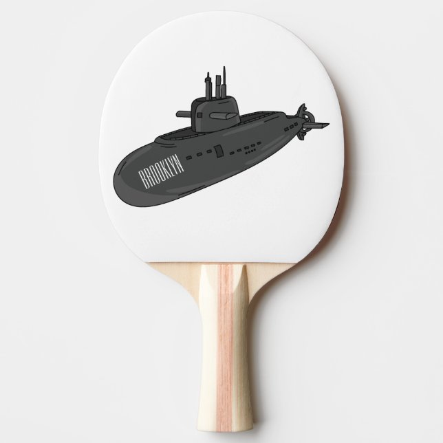 Submarine cartoon illustration ping pong paddle (Front)