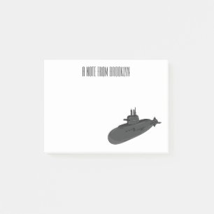 Submarine cartoon illustration post-it notes