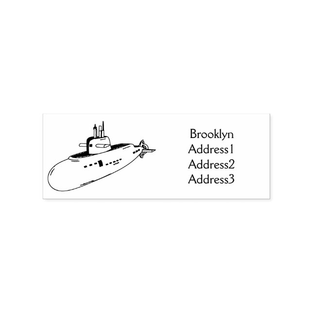 Submarine cartoon illustration rubber stamp (Imprint)