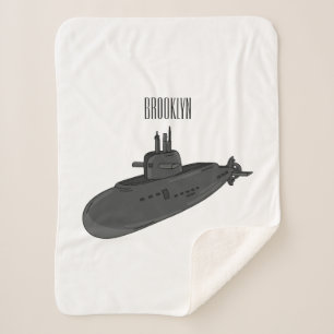 Submarine cartoon illustration sherpa blanket