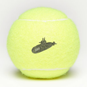 Submarine cartoon illustration tennis balls