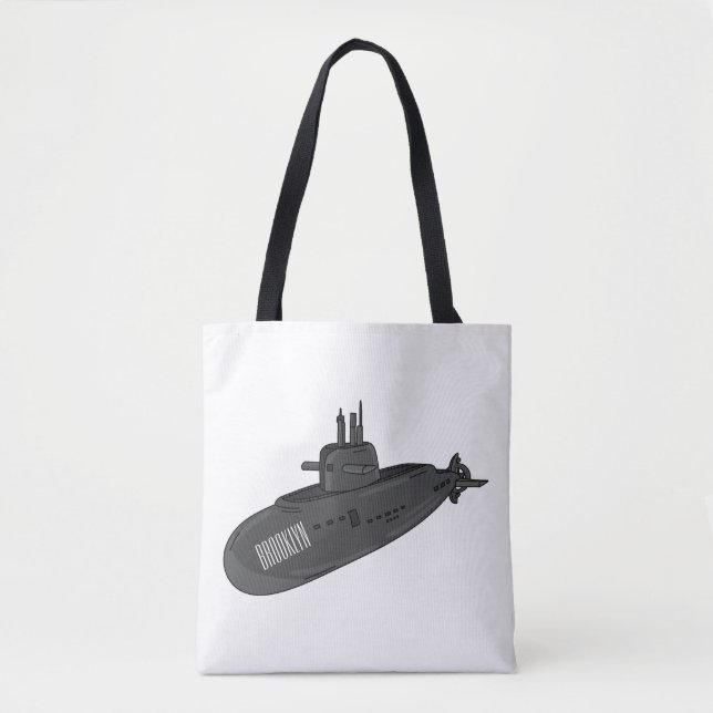 Submarine cartoon illustration  tote bag (Front)