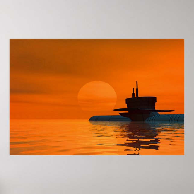 submarine in the sunset poster (Front)