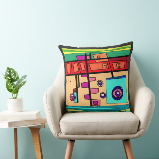 Submarine Life Red Blue Turquoise Green Cushion