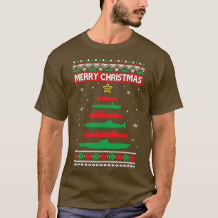 Submarine Military Tree Funny Christmas Ugly Xmas T-Shirt