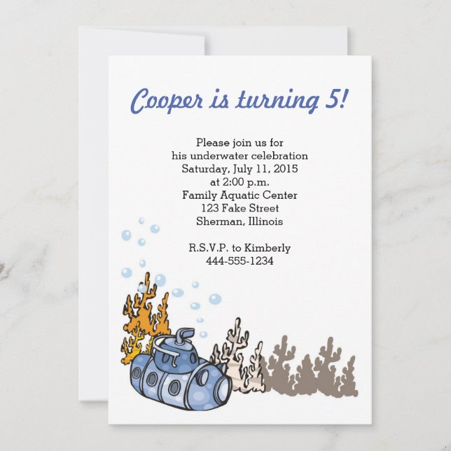 Submarine Party Invitation (Front)