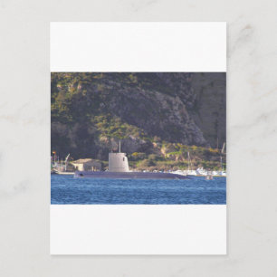 Submarine putting to sea. postcard