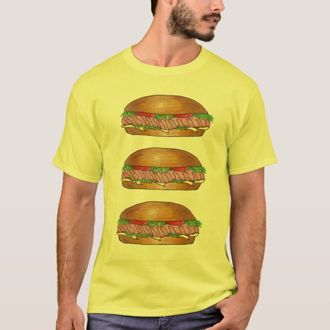 Submarine Sandwich Sub Grinder Hoagie Hero Foodie T-Shirt (Front)