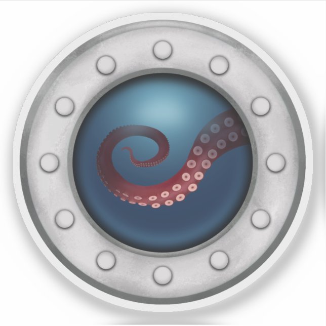 Submarine Ship Porthole With Octopus Sea Creature (Front)