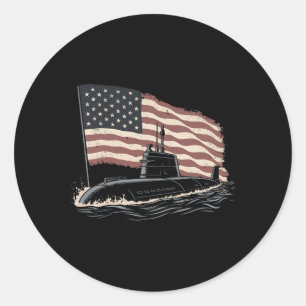 Submarine Usa Flag Veteran 4th Of July Classic Round Sticker