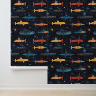 Submarine Vessel Underwater Ship Chalk Drawing Wallpaper