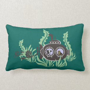Submarine with Cow and Owl Inside Lumbar Cushion