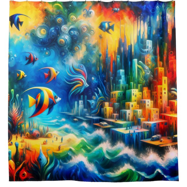  “Submerged Utopia: Atlantis Reimagined” Shower Curtain (Front)