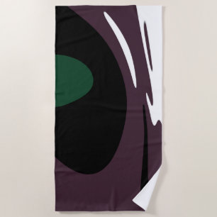 Submersion: Abstract Black, White, Purple & Green Beach Towel