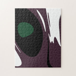 Submersion: Abstract Black, White, Purple & Green Jigsaw Puzzle