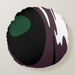 Submersion: Abstract Black, White, Purple & Green Round Cushion
