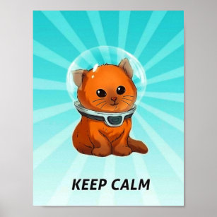 Subnautica Keep Calm Kitty Fixed Colour Poster