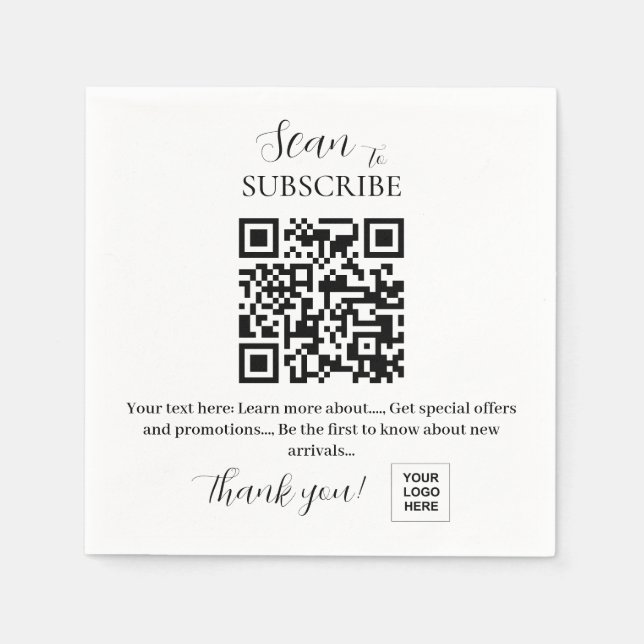 Subscribe QR code Pink blush Napkin (Front)