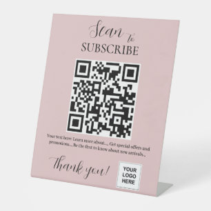 Subscribe QR code Pink blush Pedestal Sign