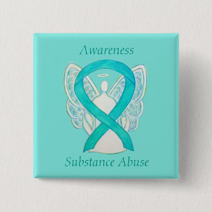Substance Abuse Awareness Angel Teal Ribbon Pin