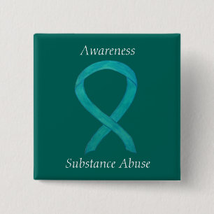 Substance Abuse Awareness Custom Teal Ribbon Pin