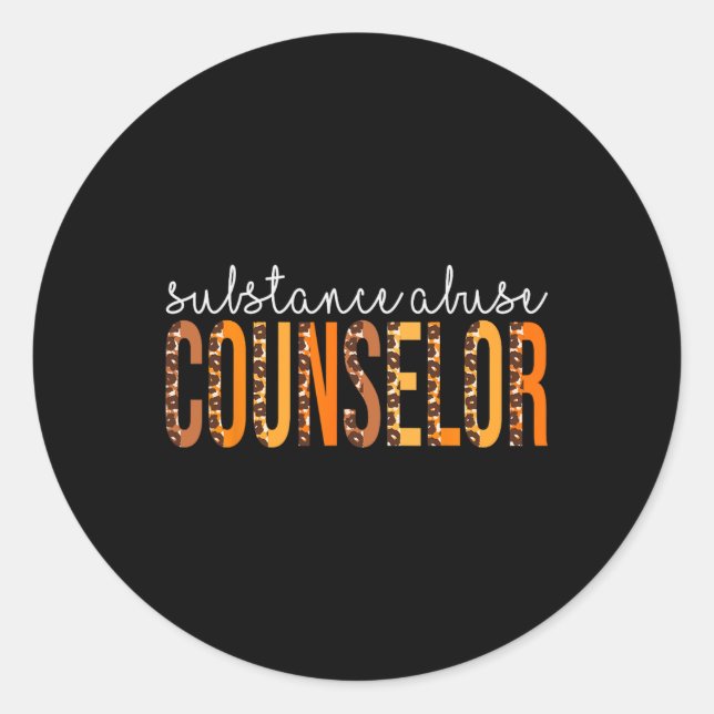 Substance Abuse Counsellor leopard Fall Autumn Tha Classic Round Sticker (Front)