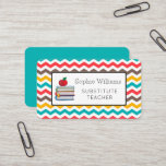 Substitute Teacher Chevron Stripes Business Card<br><div class="desc">Always leave your classroom teachers with a way to contact you for future days they need to be absent with our bright and bold Substitute Teacher calling cards.</div>