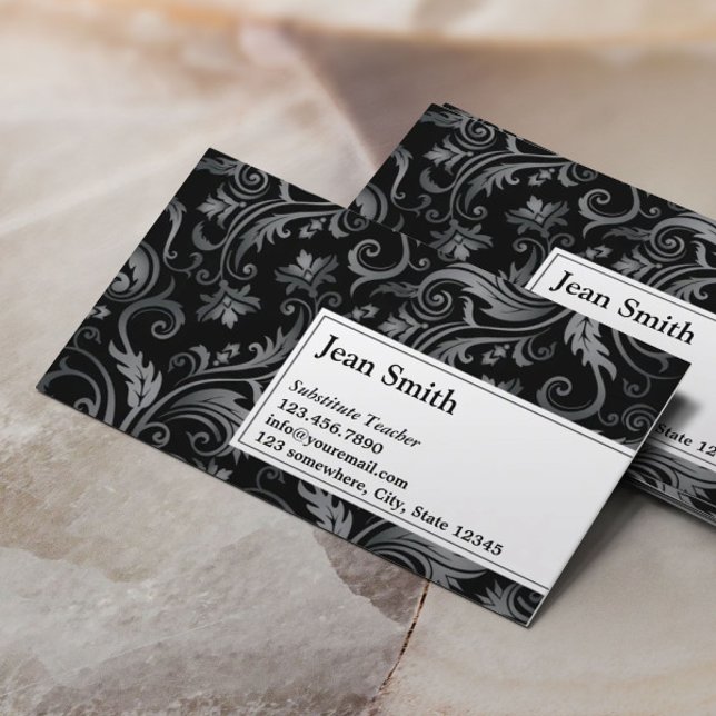 Substitute Teacher Elegant Ornament Business Card (Creator Uploaded)