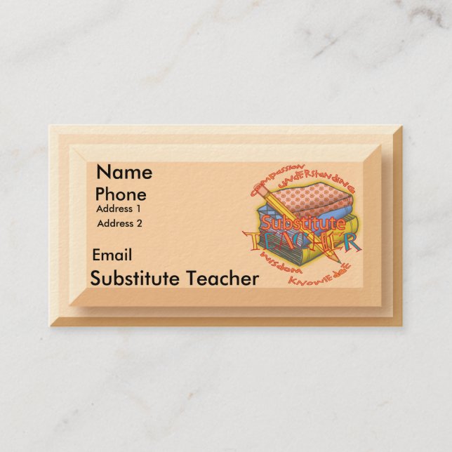 Substitute Teacher Motto Business Card (Front)
