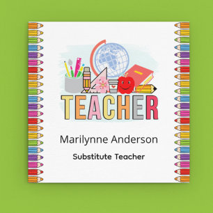 Substitute Teacher Square Business Card