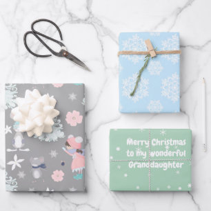 Subtel🎄 Pastel Christmas pattern, custom text Wrapping Paper Sheet