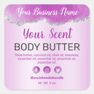 Subtle Agate Purple Silver Glitter Product Labels