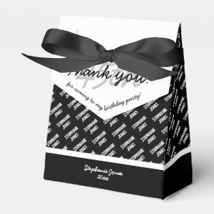 Subtle Age Your Name Text Pattern - Black/White Favour Box