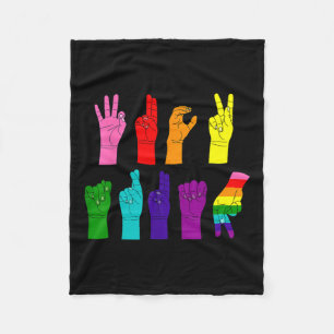 Subtle Anti-trump Asl Sign Language Lgbtq+ Resist Fleece Blanket