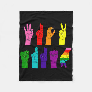Subtle Anti-trump Asl Sign Language Lgbtq+ Resist Fleece Blanket