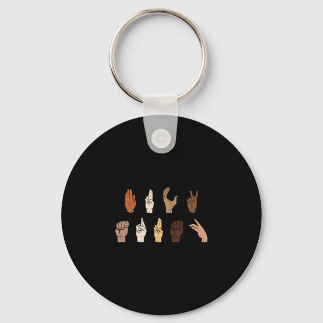Subtle Anti-trump Blm Asl Sign Language  Key Ring (Front)