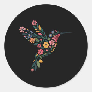 Subtle Anti Trump Floral Hummingbird Hidden Messag Classic Round Sticker