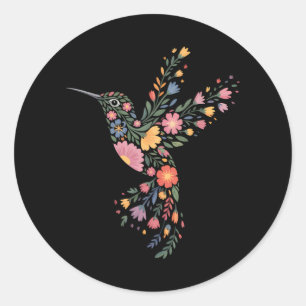 Subtle Anti Trump Floral Hummingbird Hidden Messag Classic Round Sticker