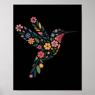 Subtle Anti Trump Floral Hummingbird Hidden Messag Poster