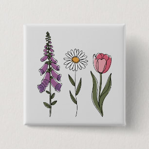 Subtle Anti-Trump - Foxglove Daisy Tulip III 15 Cm Square Badge
