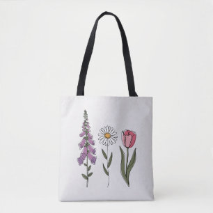 Subtle Anti-Trump - Foxglove Daisy Tulip III Tote Bag