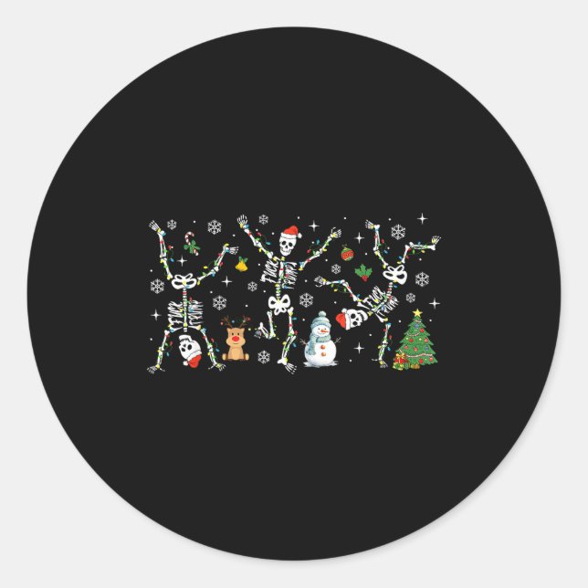 Subtle Anti Trump Hidden Message Dancing Skeleton  Classic Round Sticker (Front)