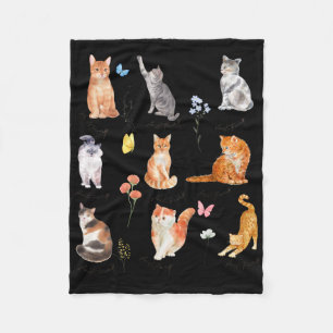 Subtle Anti Trump Kitten Cat Floral Political Cat Fleece Blanket