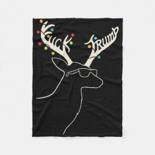 Subtle Anti Trump Reindeer Hidden Message Design Fleece Blanket