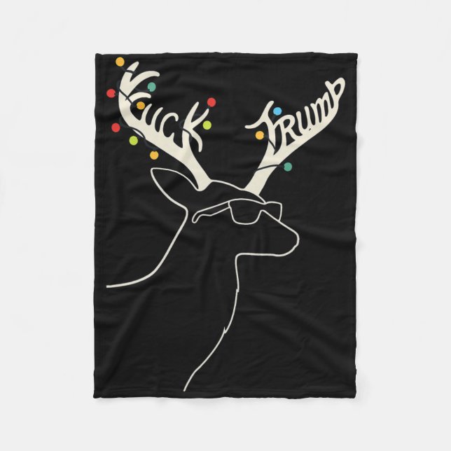 Subtle Anti Trump Reindeer Hidden Message Design  Fleece Blanket (Front)