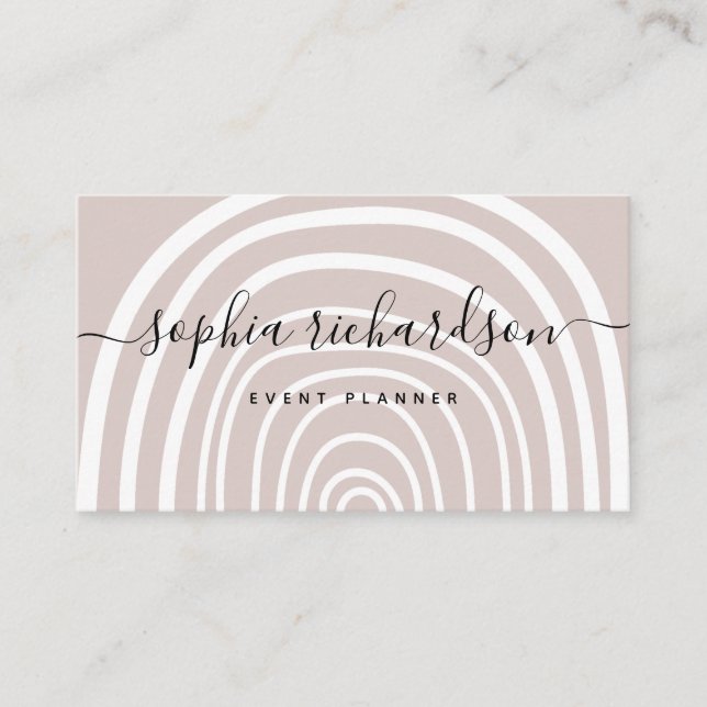 Subtle Arch | Trendy Abstract Neutral Rose Business Card (Front)