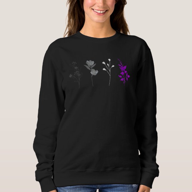 Subtle Asexual Pride Flowers Floral Asexual Flag L Sweatshirt (Front)
