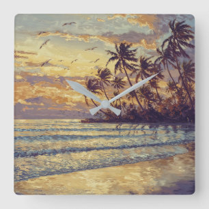 Subtle Beach Light - Impressionism Style Landscape Square Wall Clock
