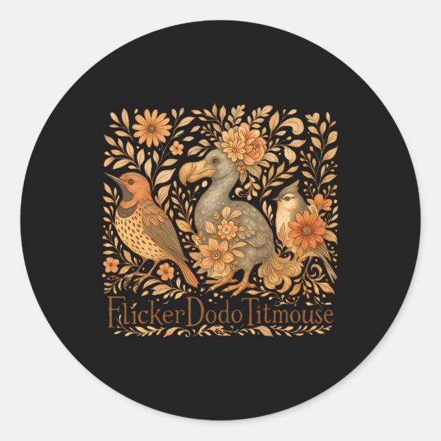 Subtle Birds Flicker Dodo Titmouse Trump Resist Bo Classic Round Sticker (Front)